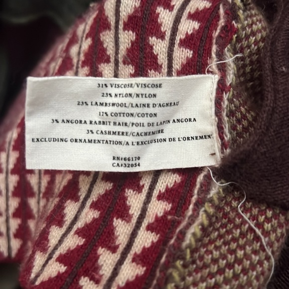 Anthropologie Sparrow Patchwork Jacquard Sweater Coat Belted Cardigan Pockets - Picture 11 of 15